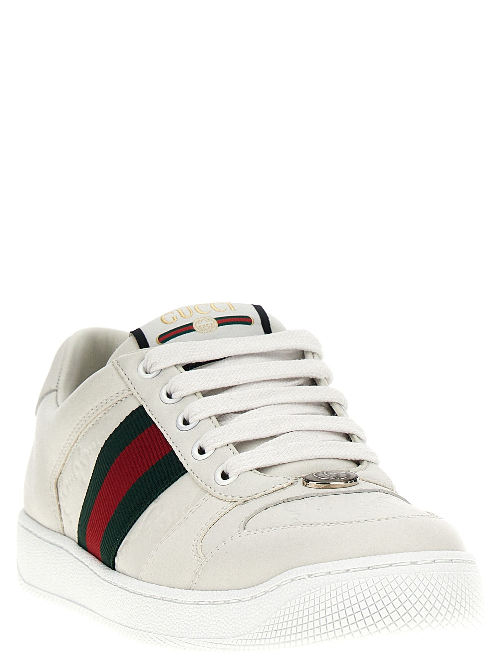 Gucci White Lamb Leather Low Top Sneakers - Side view