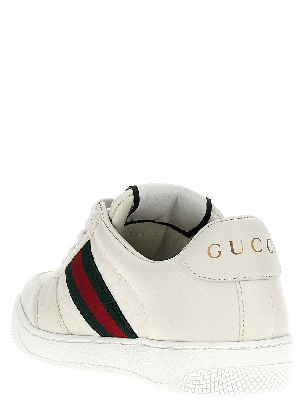 Gucci White Lamb Leather Low Top Sneakers - Back view