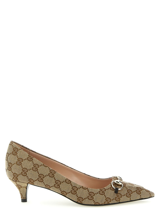 Gucci Beige Polyester Mid Heel Pumps (Ref. GU327498) - Front view