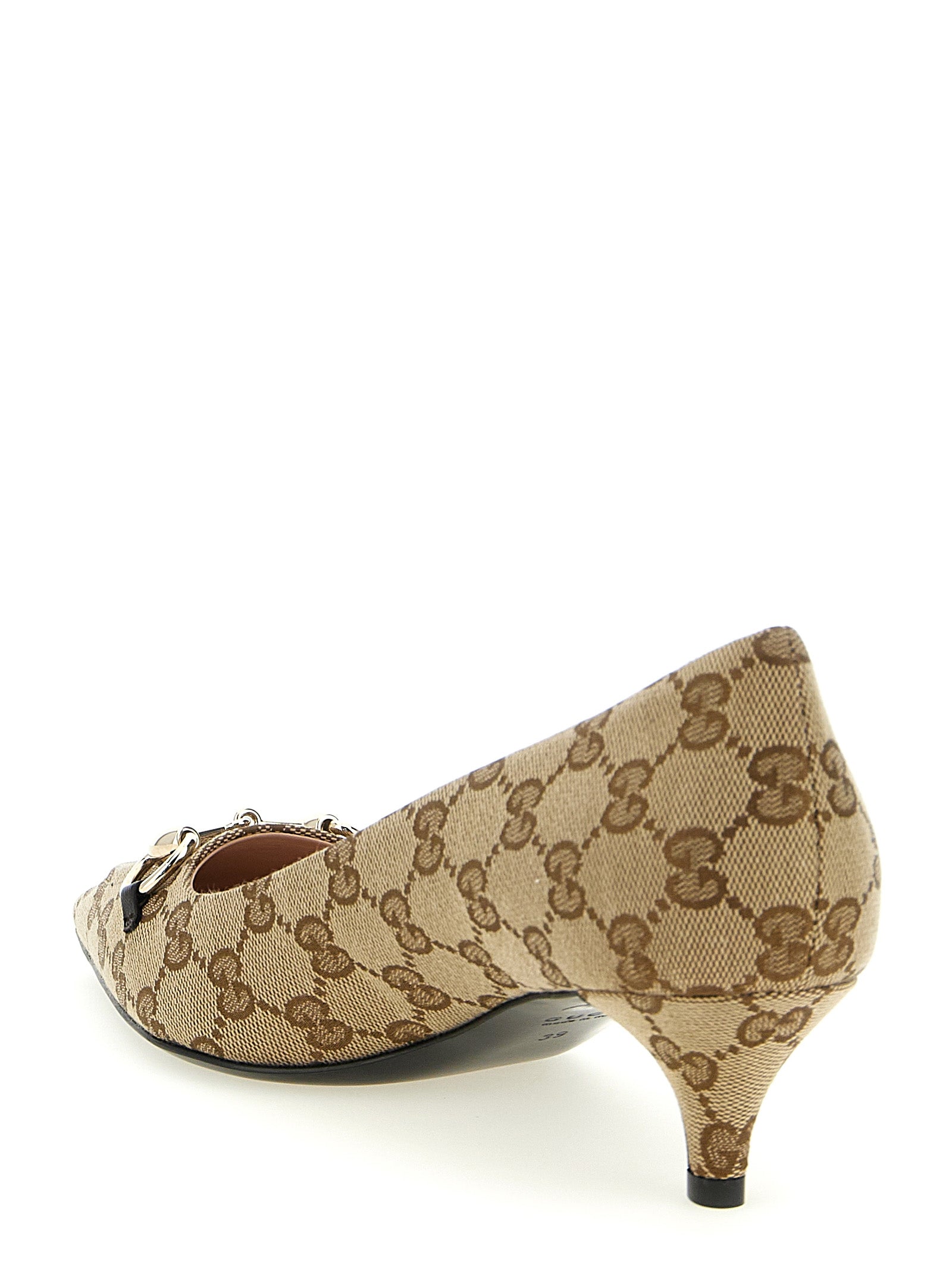 Gucci Beige Polyester Mid Heel Pumps (Ref. GU327498) - Back view