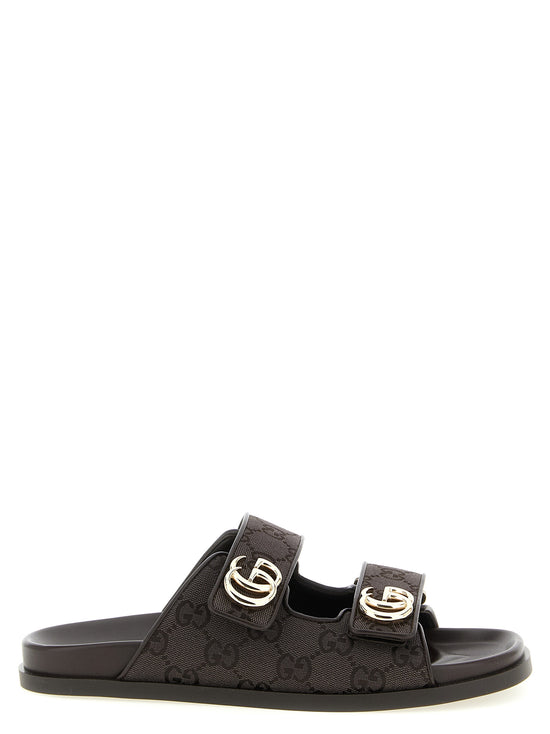 Gucci Brown Cotton Slides - Front view