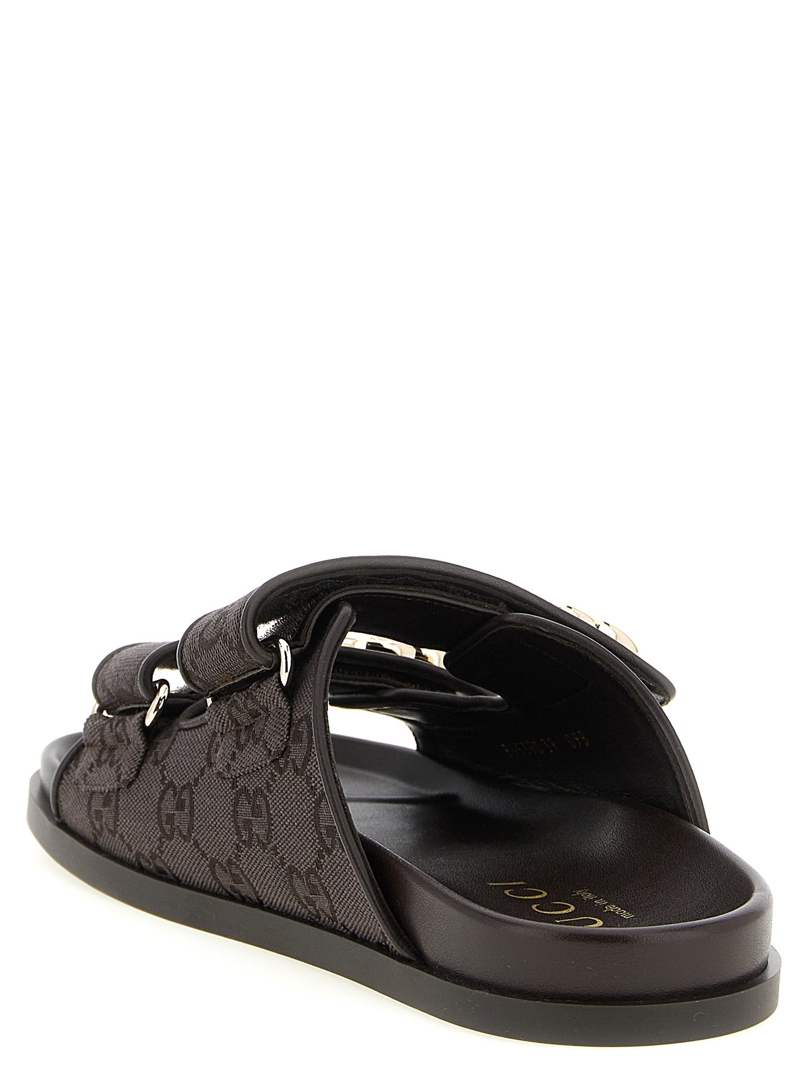 Gucci Brown Cotton Slides - Back view