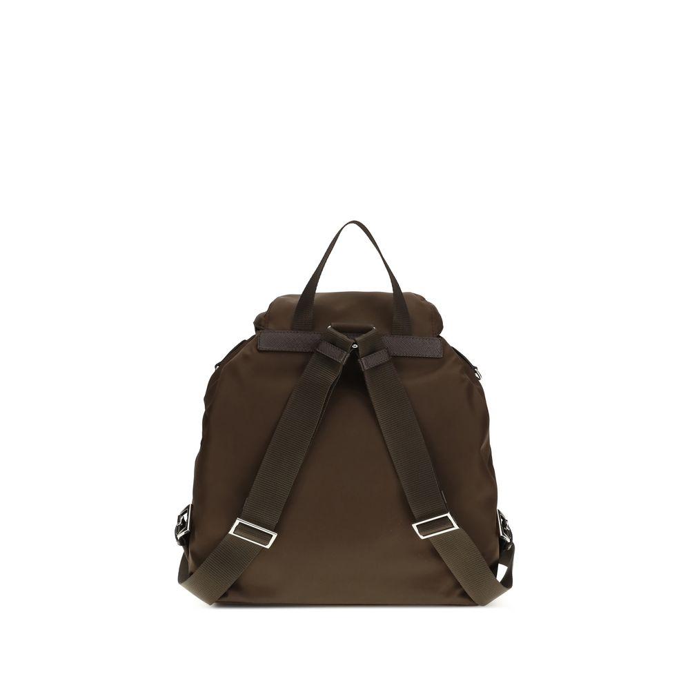 Prada Brown Recycled Polyamide Backpack - AW26 30x32cm - Side view
