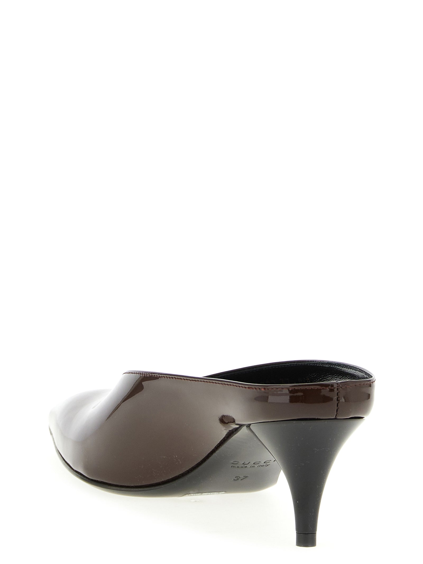Gucci Bordeaux Calfskin Mid Heel Pumps - Back view