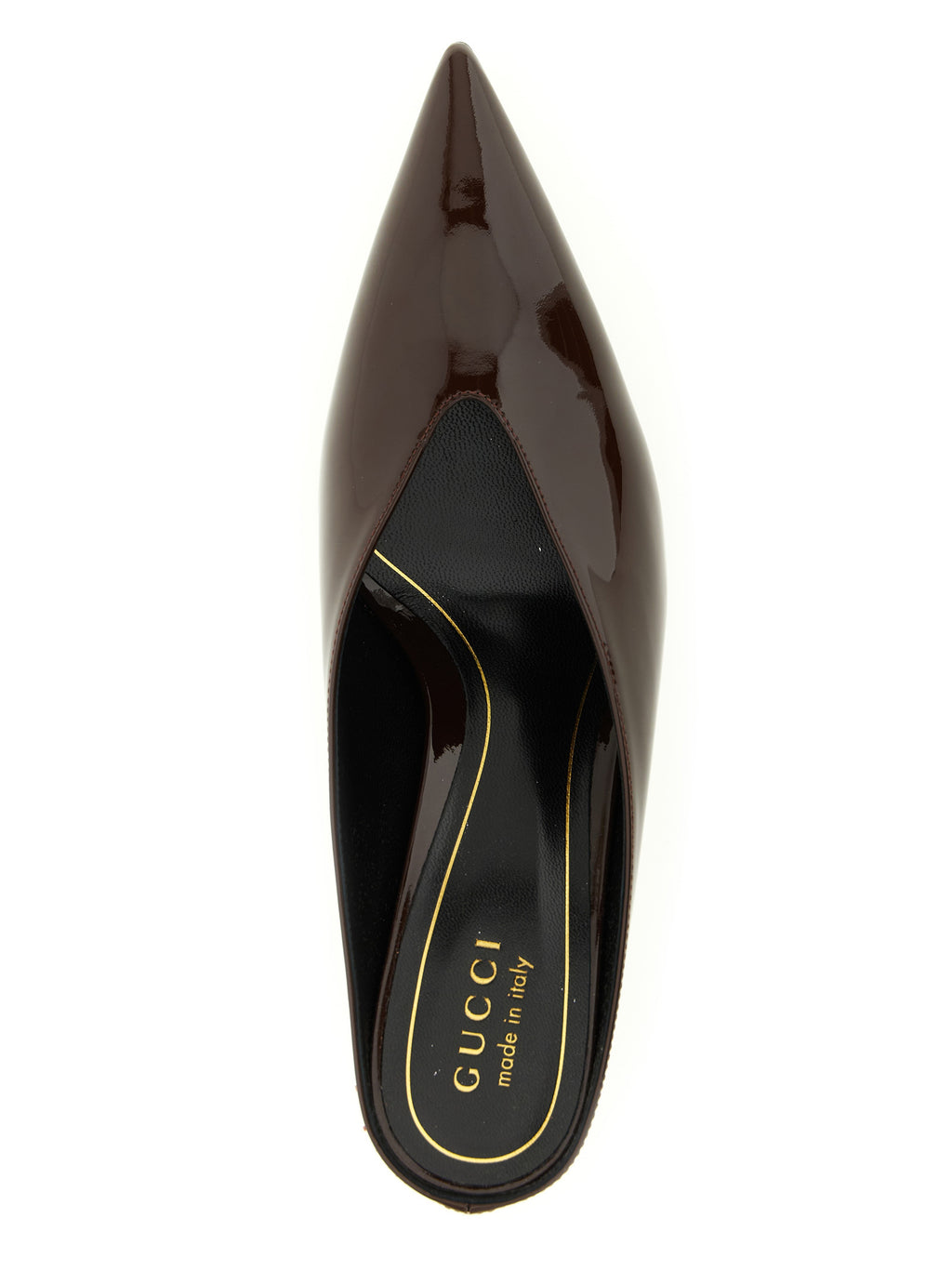 Gucci Bordeaux Calfskin Mid Heel Pumps - Detail view