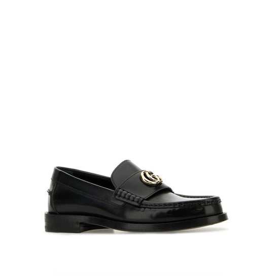 Gucci Black Leather Slip On Loafers - Side view