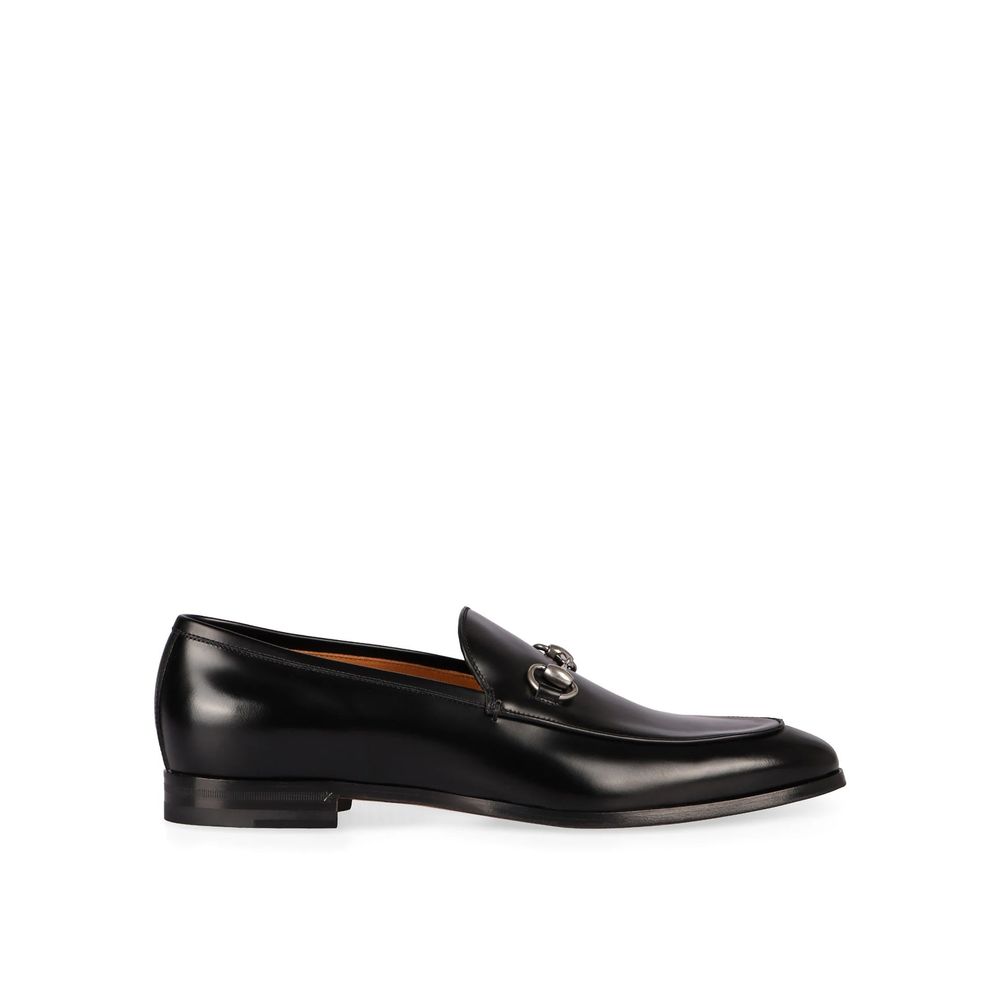 Gucci Black Calfskin Slip On Loafers - Front view