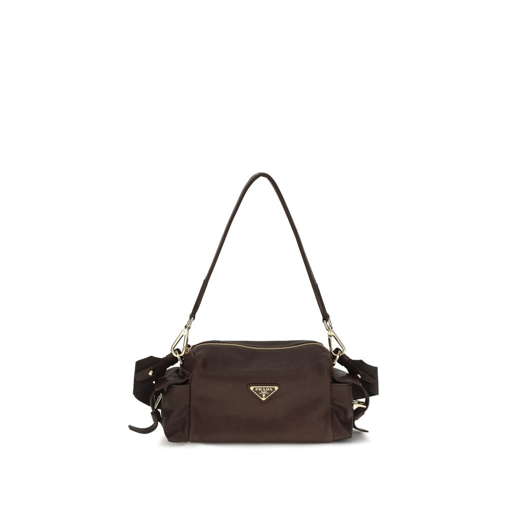 Prada Brown Napa Leather Calf Shoulder Bag - Front view