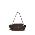 Prada Brown Napa Leather Calf Shoulder Bag - Front view