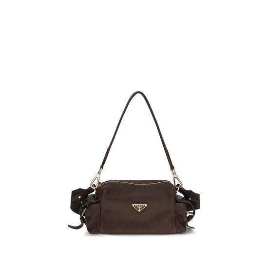 Prada Brown Napa Leather Calf Shoulder Bag - Front view