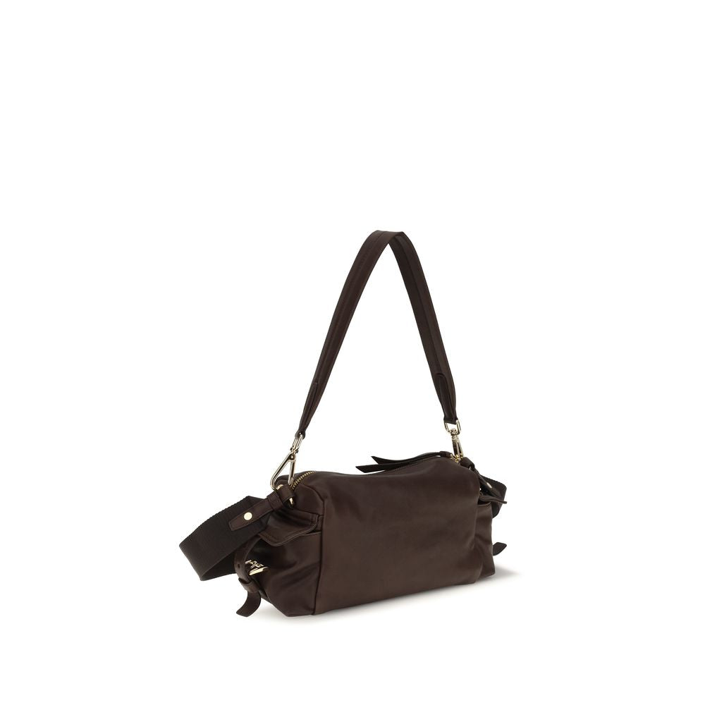 Prada Brown Napa Leather Calf Shoulder Bag - Back view