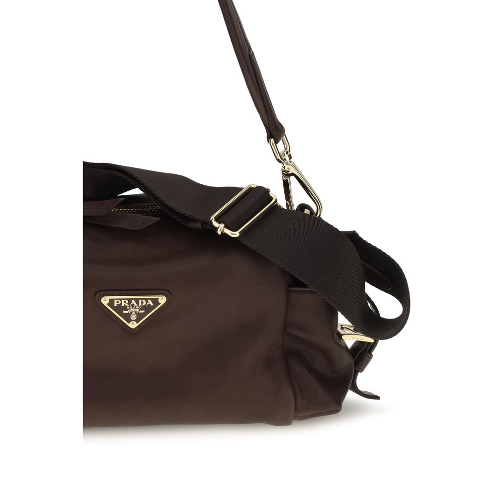 Prada Brown Napa Leather Calf Shoulder Bag - Detail view