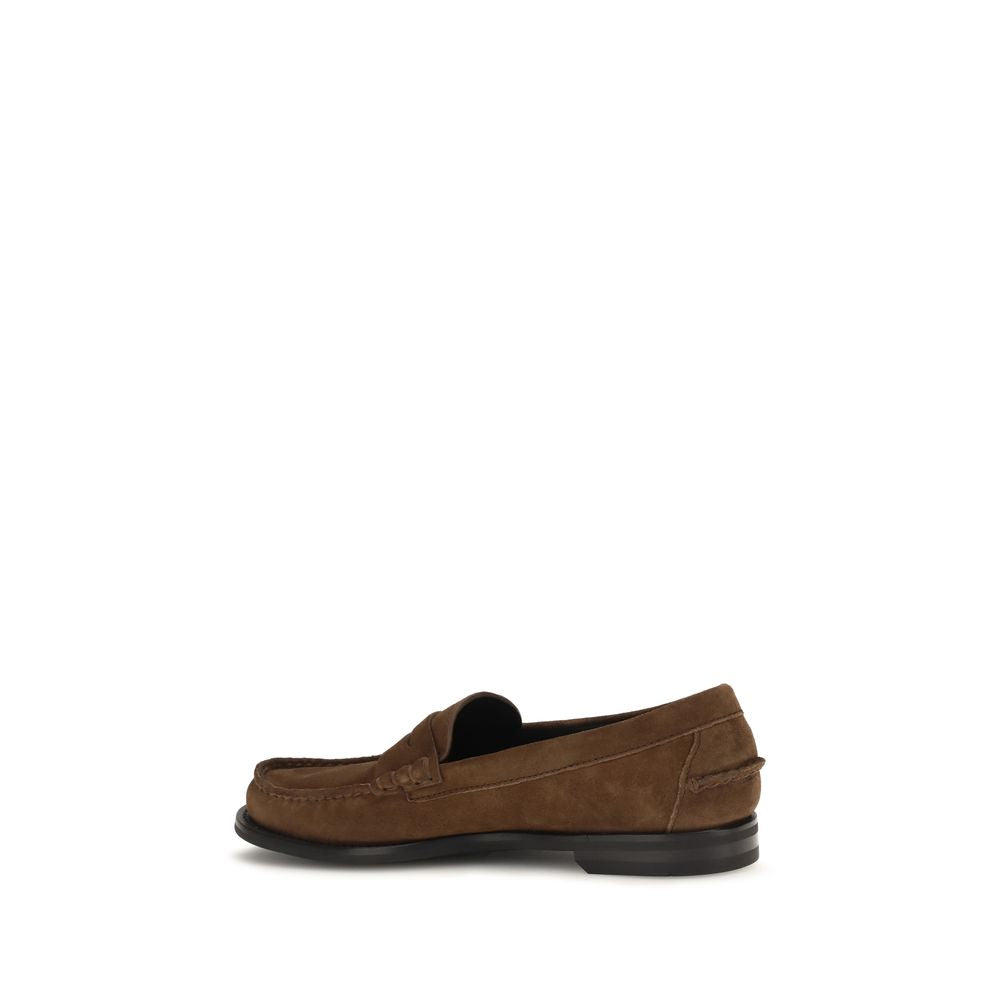 Prada Brown Suede Leather Slip On Loafers - Back view