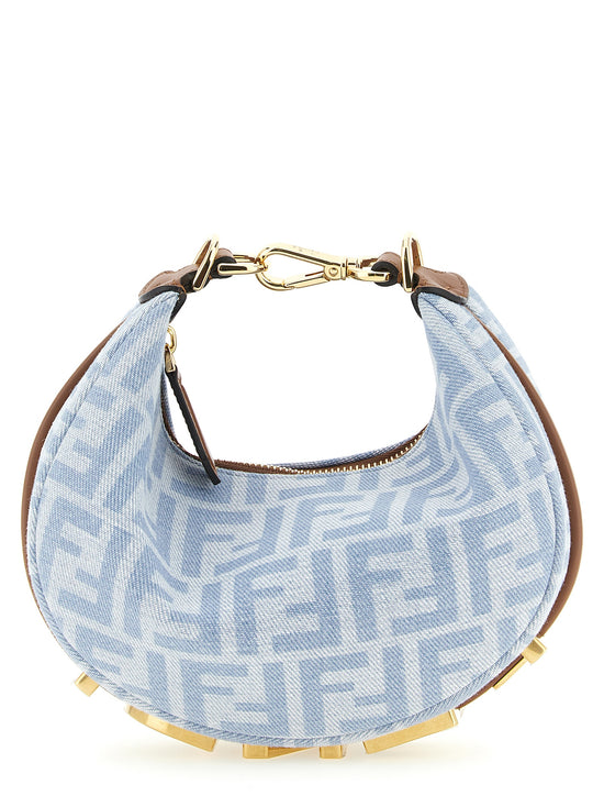 Fendi Blue Cotton Handbag (Ref. FE338619BM) - Front view