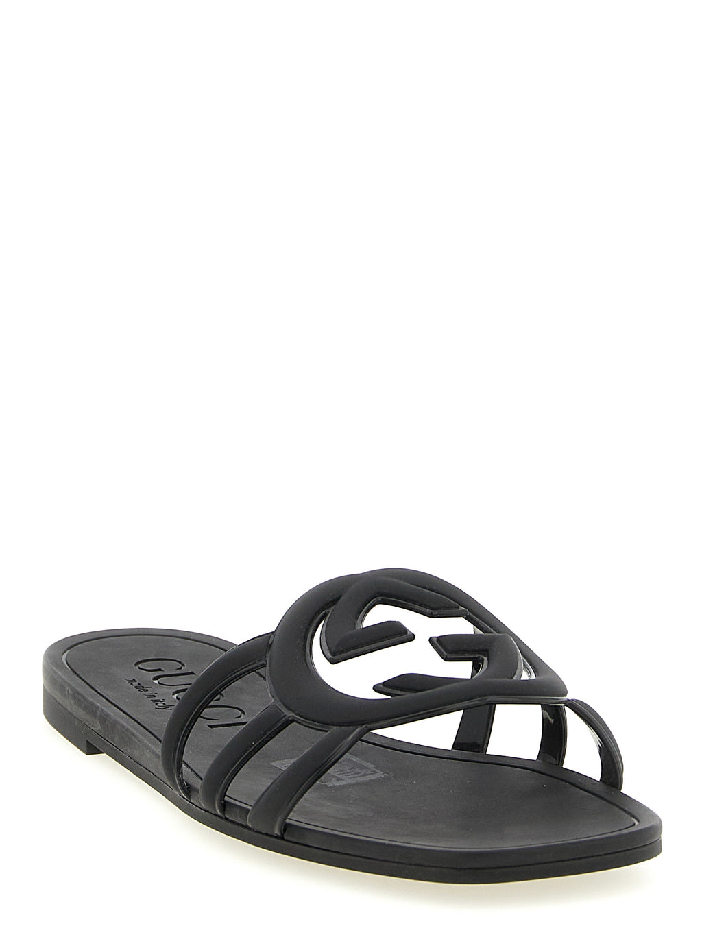 Gucci Black Rubber Slides - Side view