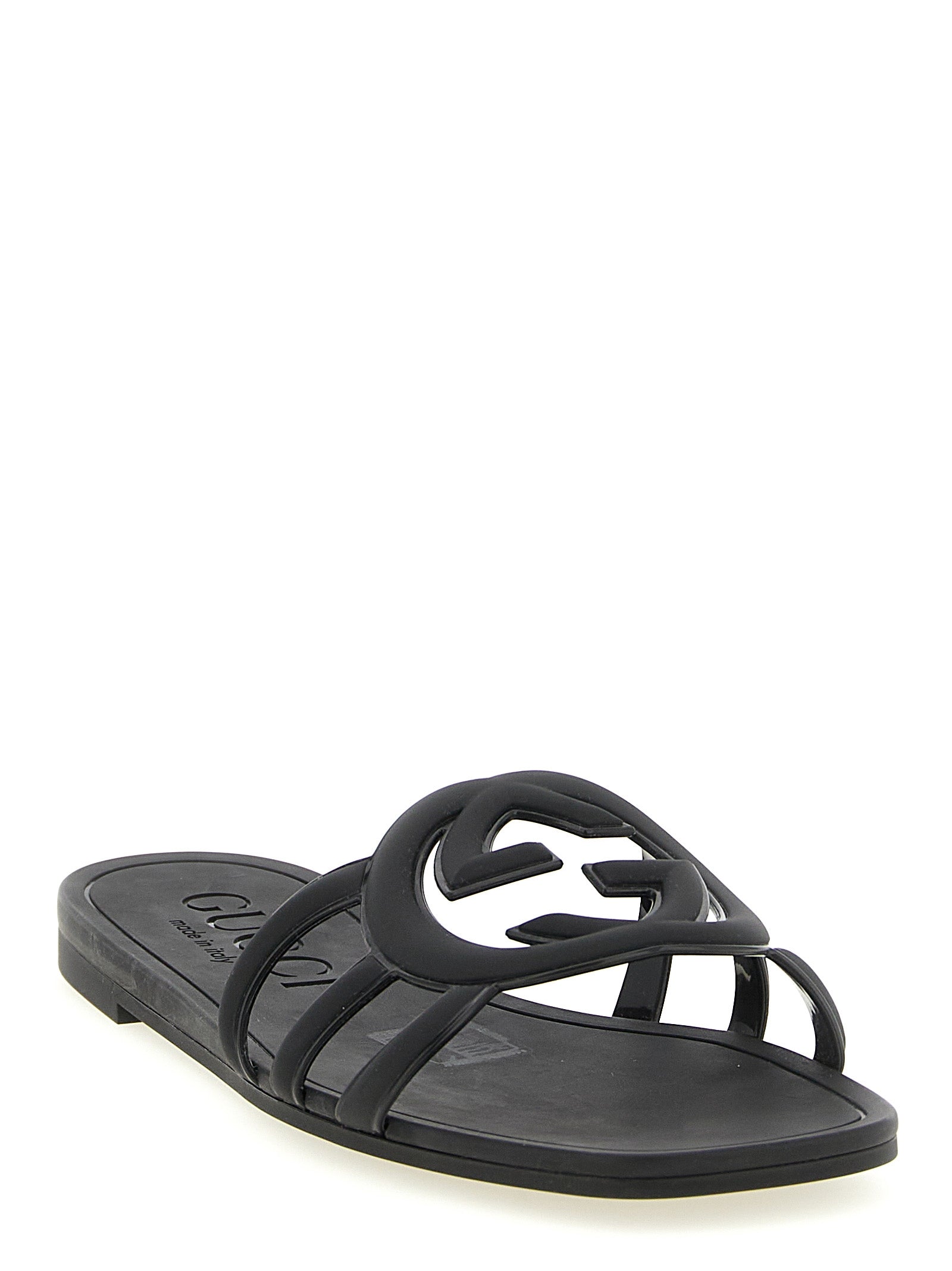 Gucci Black Rubber Slides - Side view