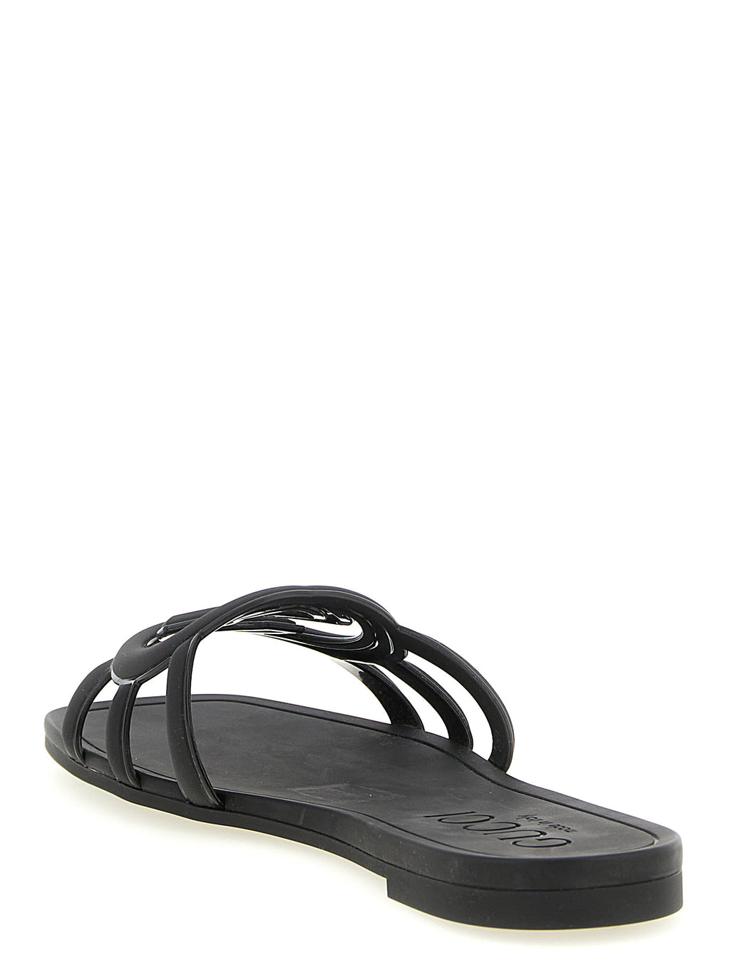 Gucci Black Rubber Slides - Back view
