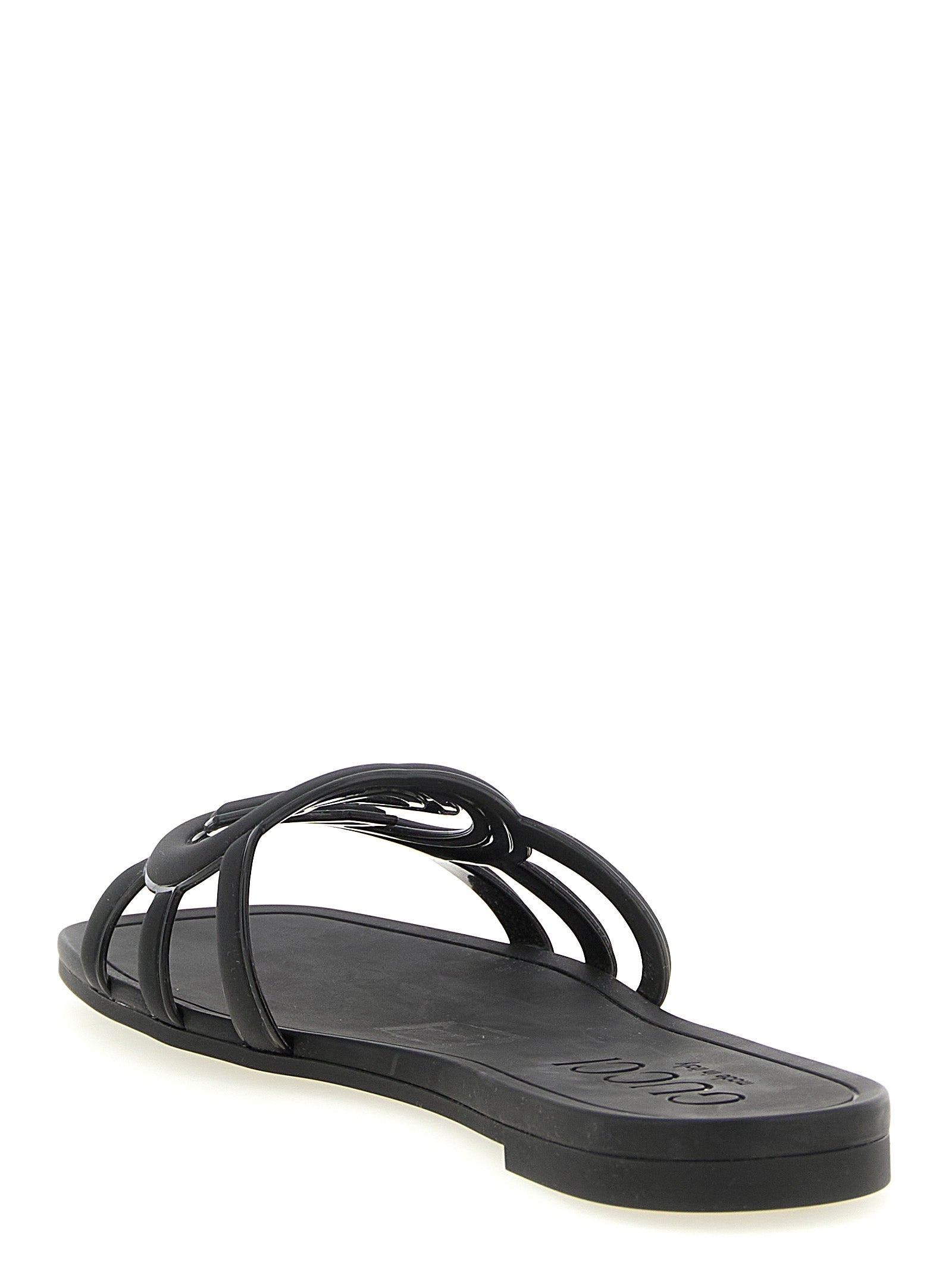 Gucci Black Rubber Slides - Back view