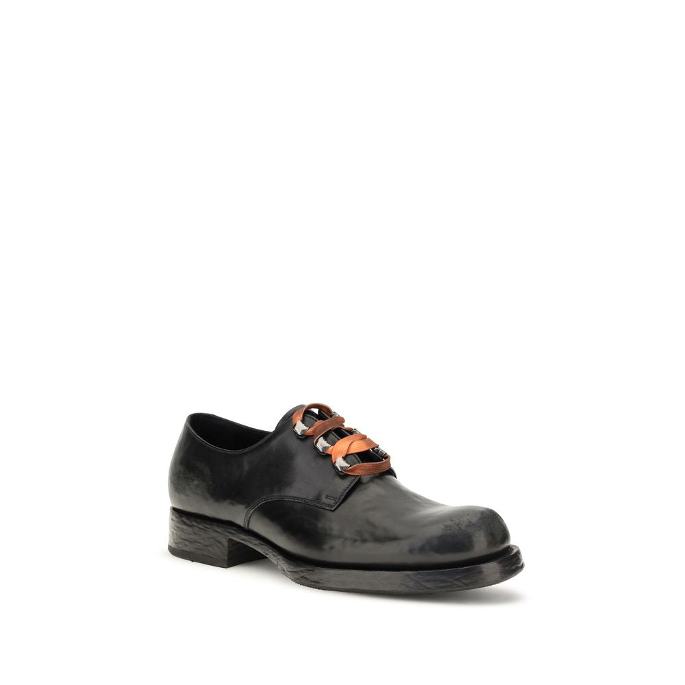 Prada Black Calf Leather Oxfords And Derbies - Side view