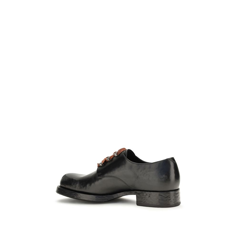 Prada Black Calf Leather Oxfords And Derbies - Back view