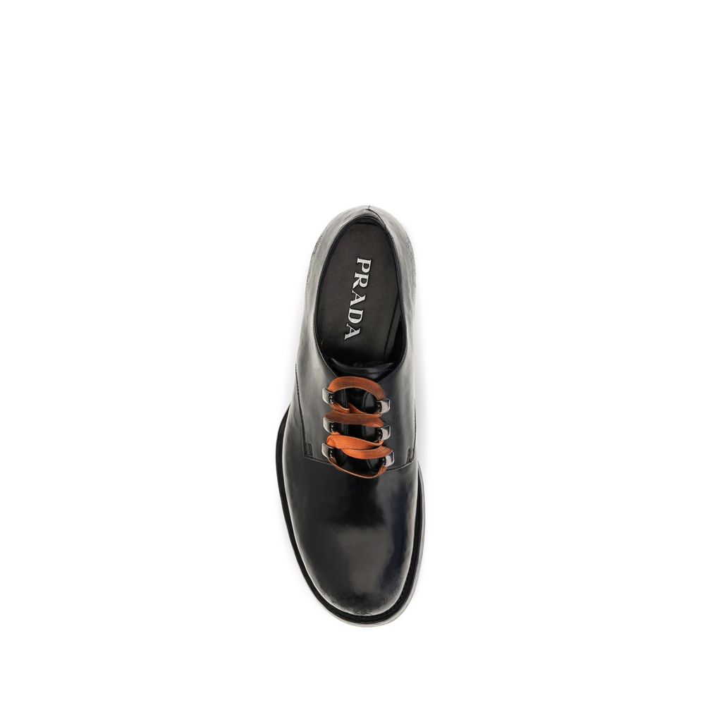 Prada Black Calf Leather Oxfords And Derbies - Detail view
