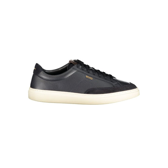 Hugo Boss Blue Leather Mens Sneakers - Front view