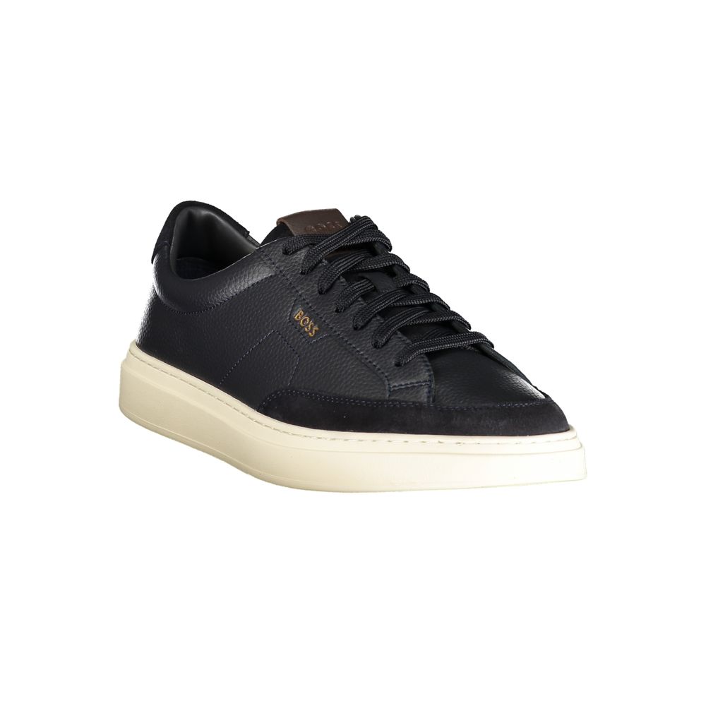 Hugo Boss Blue Leather Mens Sneakers - Side view