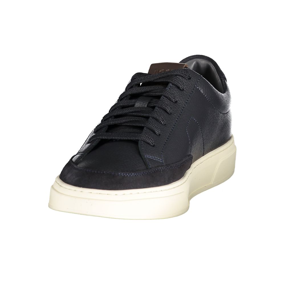 Hugo Boss Blue Leather Mens Sneakers - Back view
