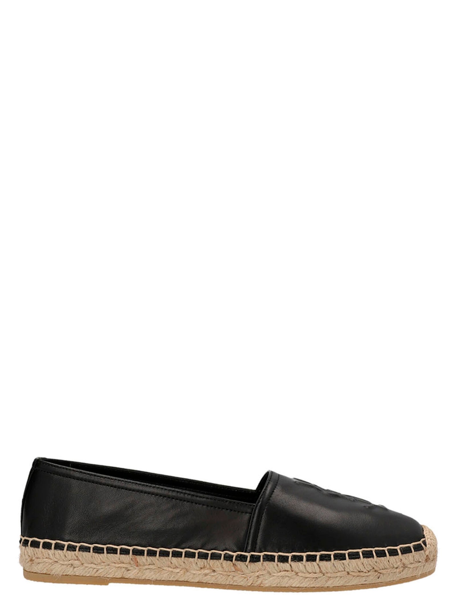 Saint Laurent Black Lamb Leather Espadrilles - Front view