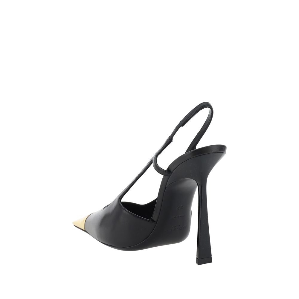 Saint Laurent Black Lamb High Heel Pumps - Back view