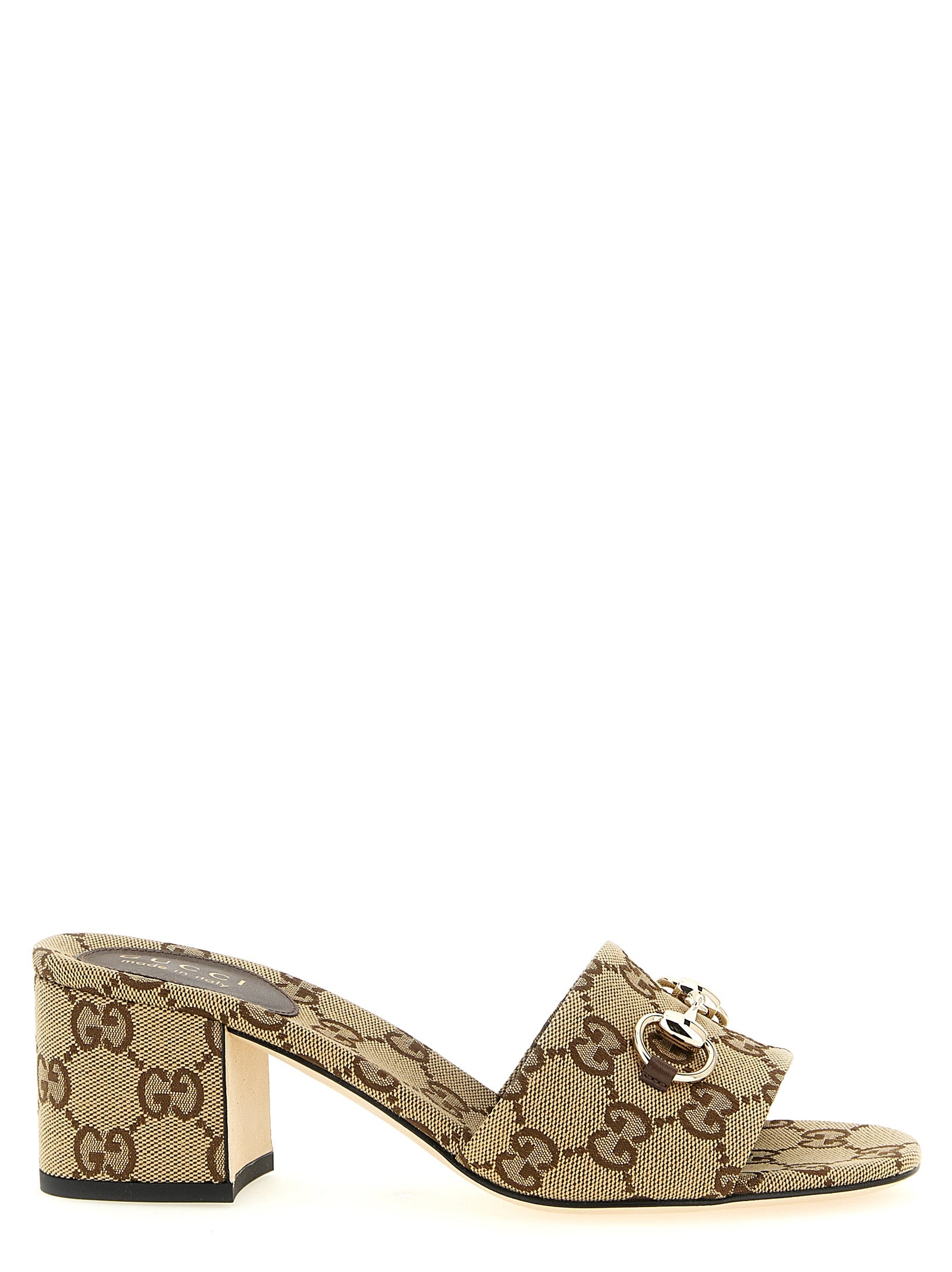 Gucci Beige Cotton Slides - Front view