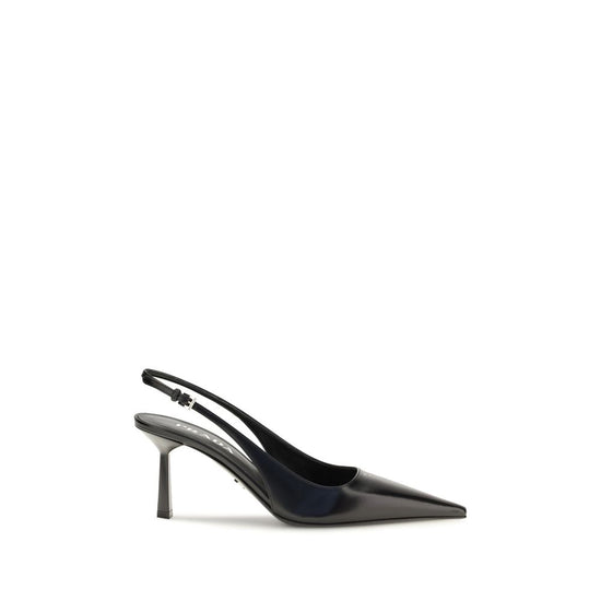 Prada Black Calf Leather High Heel Pumps - Front view