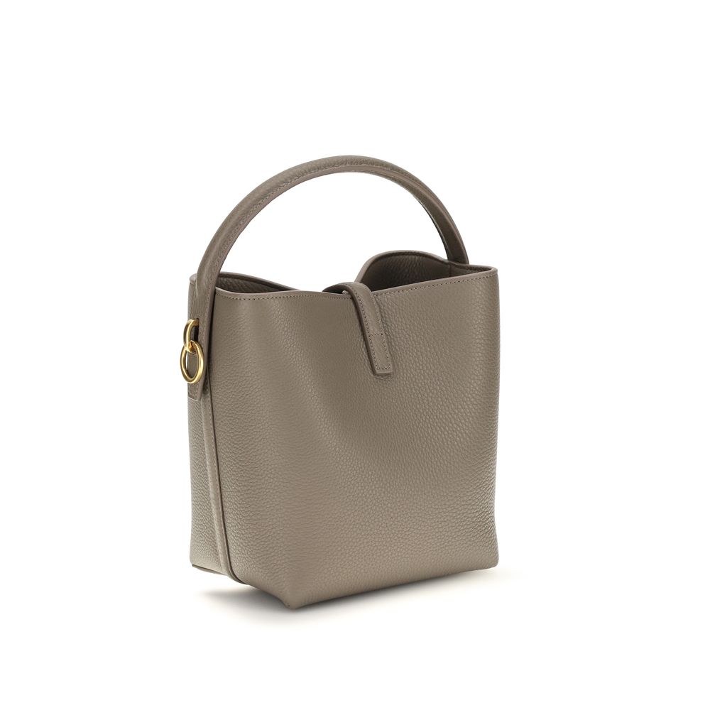 Saint Laurent Beige Calf Leather Backet Bag - Back view