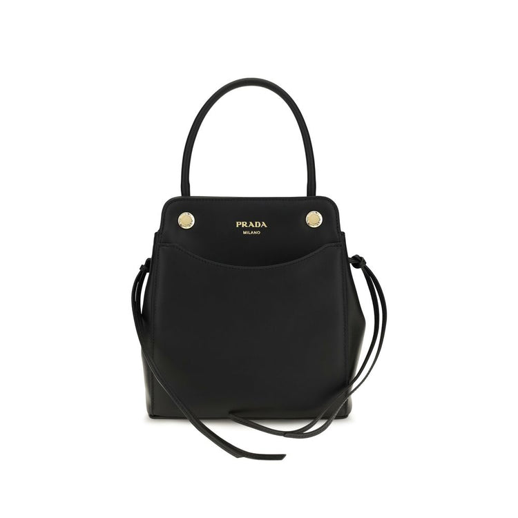 Prada Black Calf Leather Shoulder Bag - AW26 19x21cm - Front view
