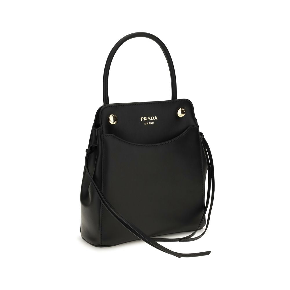 Prada Black Calf Leather Shoulder Bag - AW26 19x21cm - Side view
