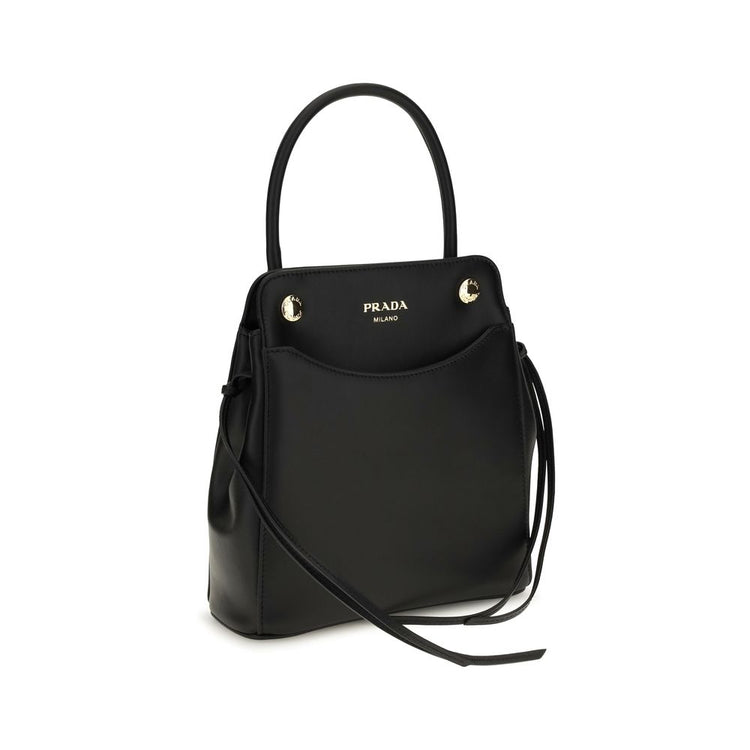 Prada Black Calf Leather Shoulder Bag - AW26 19x21cm - Side view