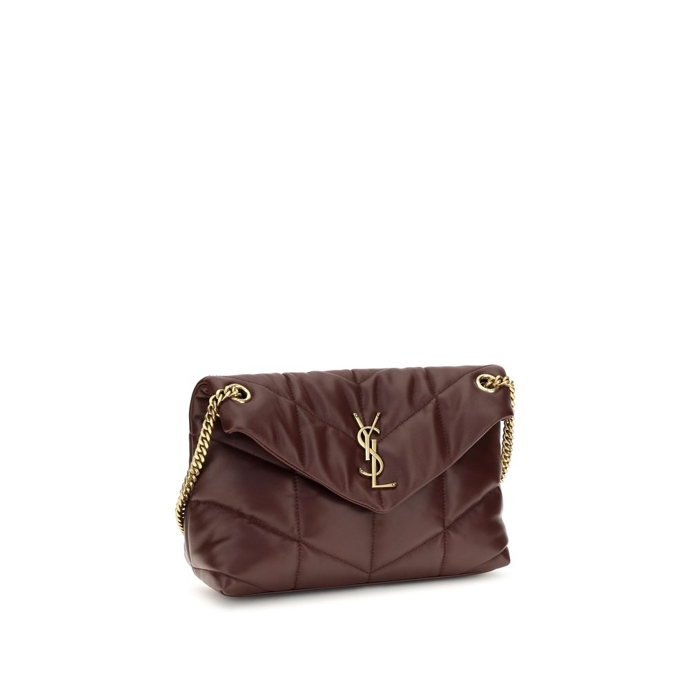 Saint Laurent Bordeaux Lamb Leather Shoulder Bag - Side view