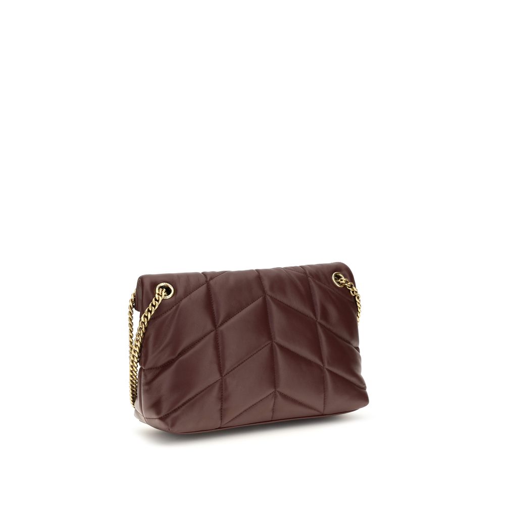 Saint Laurent Bordeaux Lamb Leather Shoulder Bag - Back view