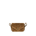 Saint Laurent Brown Suede Leather Shoulder Bag - Front view