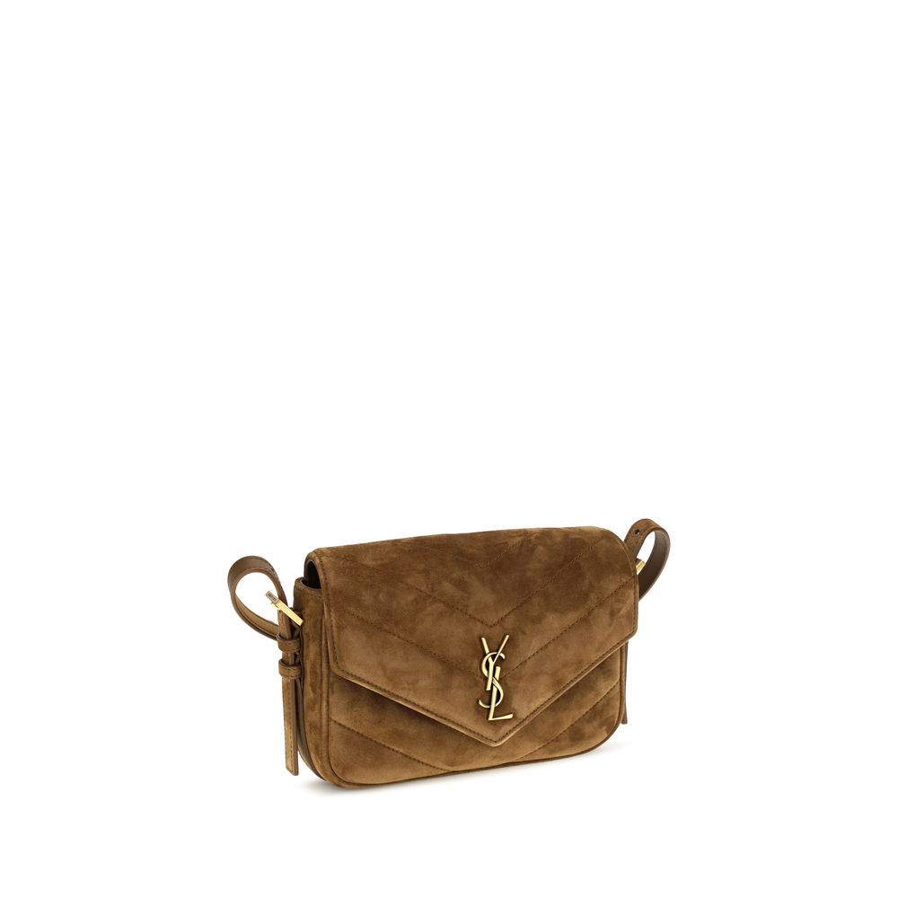 Saint Laurent Brown Suede Leather Shoulder Bag - Side view