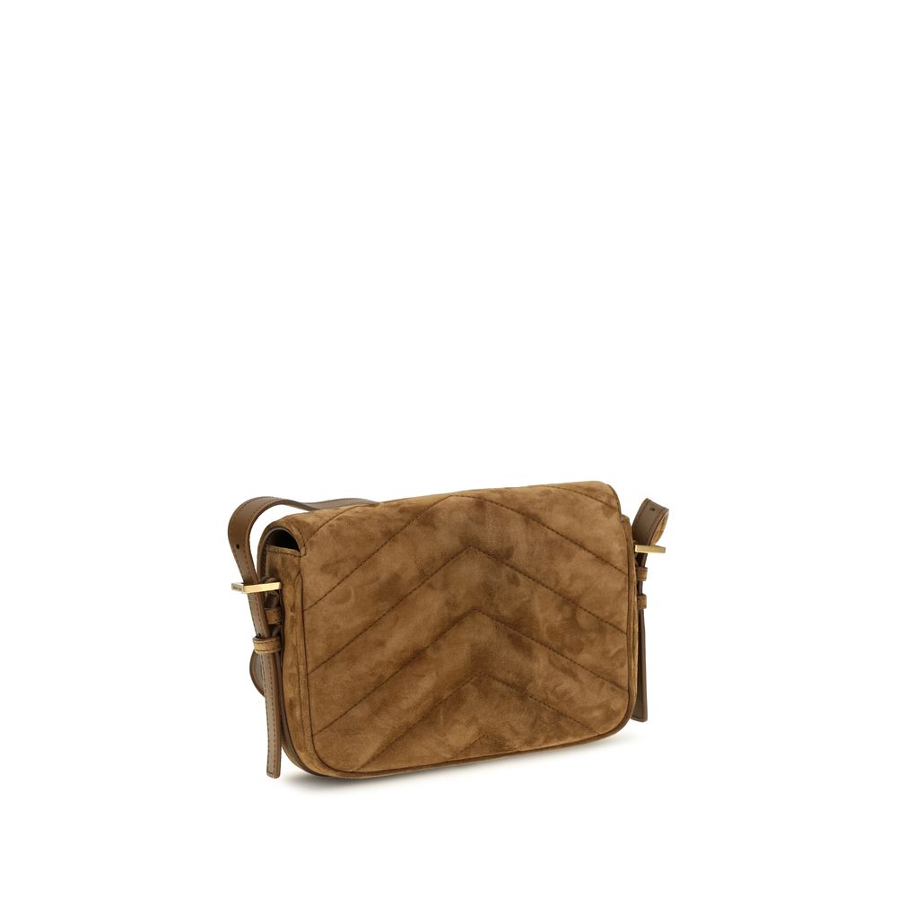 Saint Laurent Brown Suede Leather Shoulder Bag - Back view