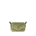 Saint Laurent Bicolor Suede Leather Shoulder Bag - Front view