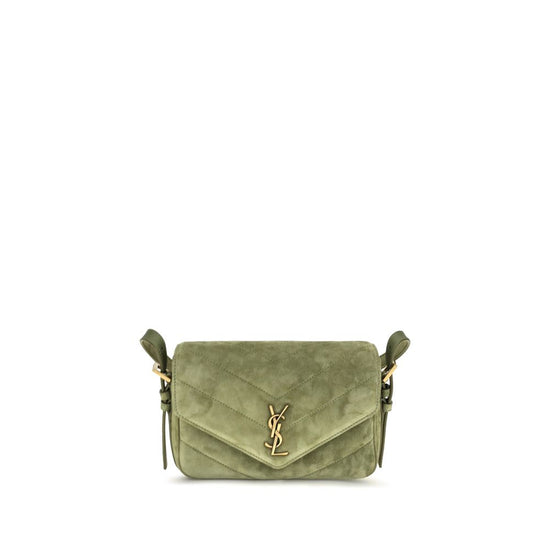Saint Laurent Bicolor Suede Leather Shoulder Bag - Front view