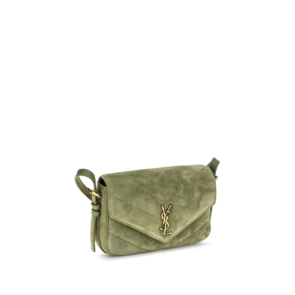 Saint Laurent Bicolor Suede Leather Shoulder Bag - Side view