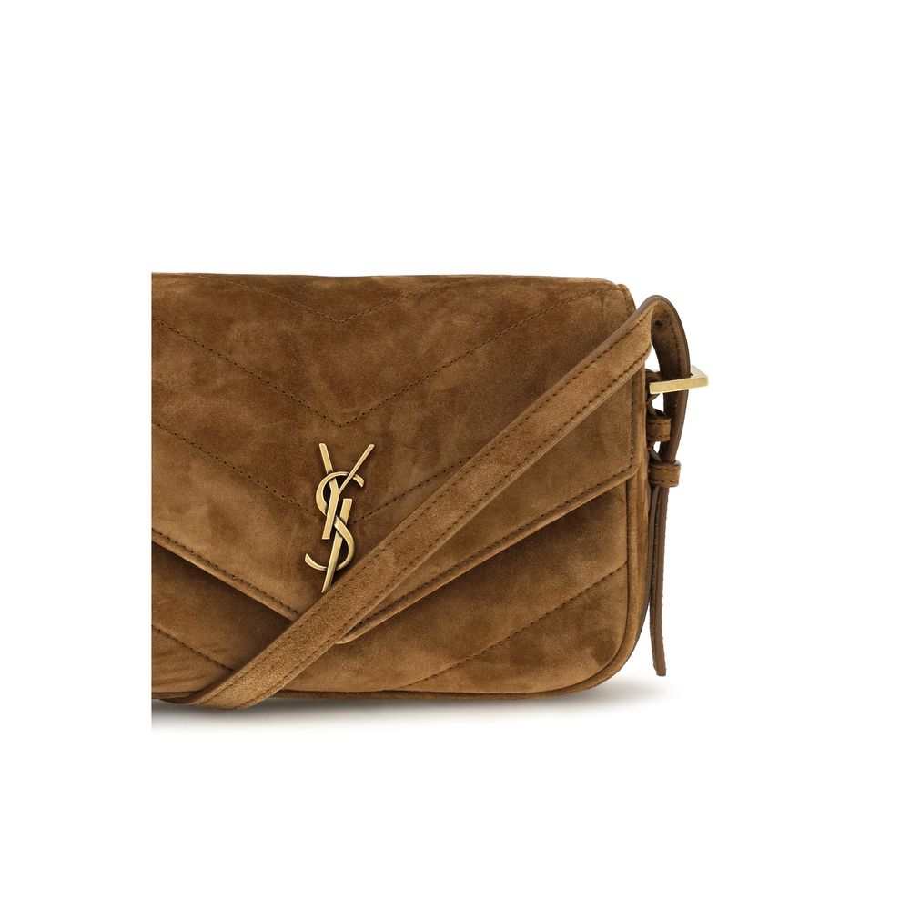 Saint Laurent Brown Suede Leather Shoulder Bag - Detail view