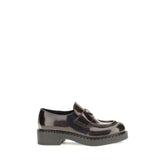 Prada Brown Calf Leather Bos Taurus Slip-On Loafers - Front view