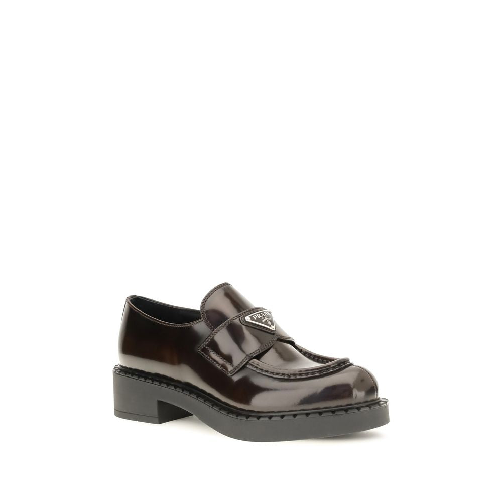 Prada Brown Calf Leather Bos Taurus Slip-On Loafers - Side view