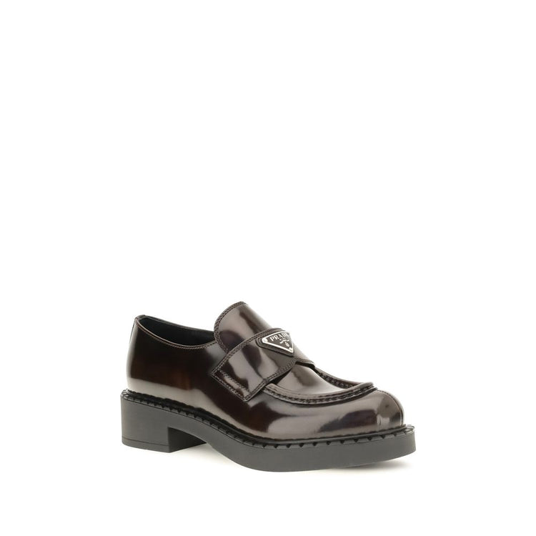 Prada Brown Calf Leather Bos Taurus Slip-On Loafers - Side view