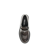 Prada Brown Calf Leather Bos Taurus Slip-On Loafers - Detail view