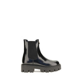 Prada Black Calf Leather Bos Taurus Chelsea Boots - Front view